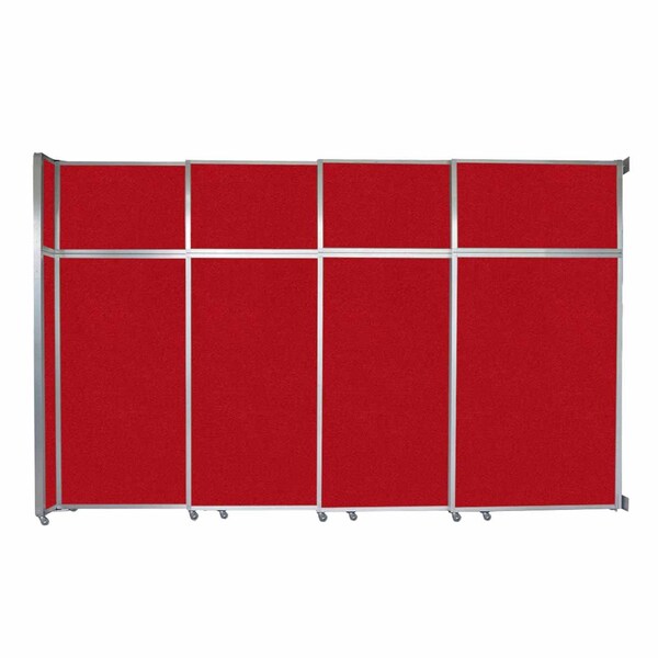 Versare Operable Wall Sliding Room Divider 12'8" x 8'5-1/4" Red Fabric 1072427 - main